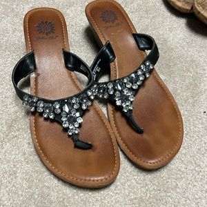 Yellowbox Sandals Black with Crystals 2” Wedge
